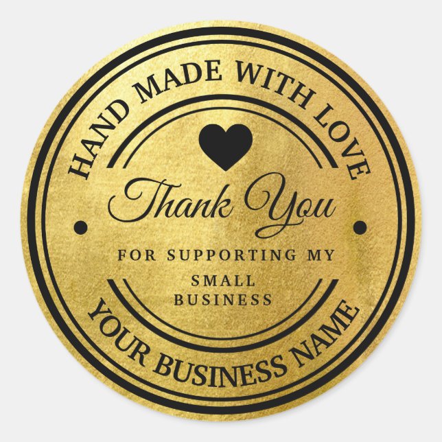 Thank You Gold Classic Round Sticker  (Front)