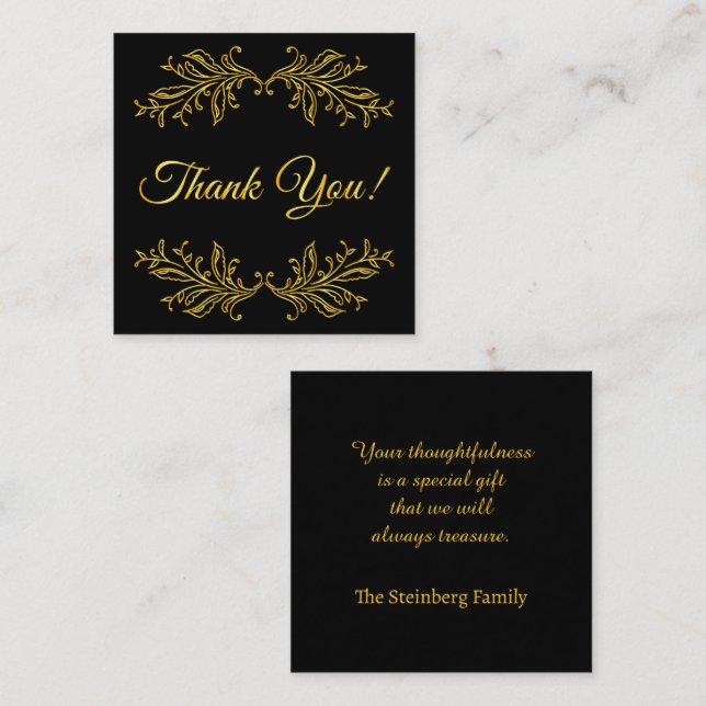 Thank You Gold Effect on Black Thank You Card (Front/Back)