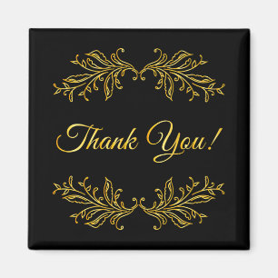 Thank You Gold Effect on Black Thank You Magnet