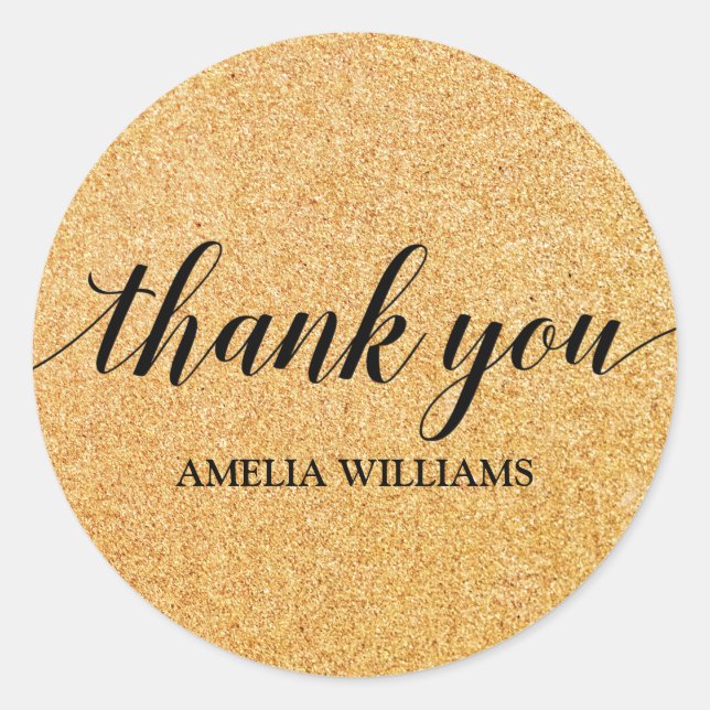 Thank You Gold Faux Glitter Classic Round Sticker (Front)