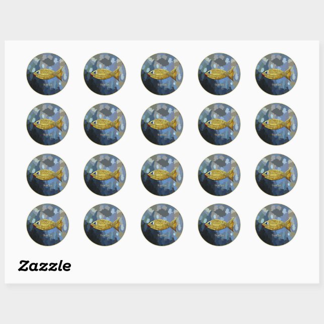 "Thank You" Gold Fish, Classic Round Sticker (Sheet)