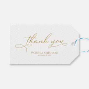 Thank You - Gold Foil Script Wedding Favour Tags