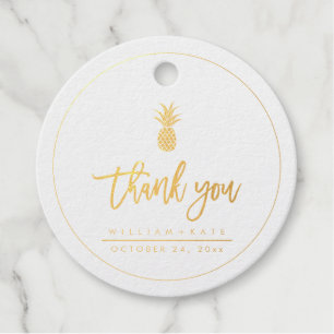 Thank You, Gold Foil Stamped Pineapples Favour Tags