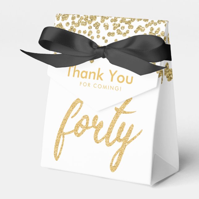 Thank You Gold "Forty" Birthday Party Favor Box (Front Side)
