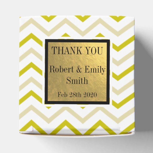 Thank You Gold Glitter Zigzag Chevron Pattern Favor Box (Top)