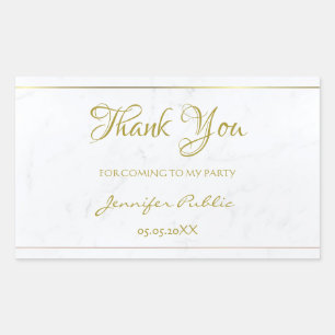 Thank You Gold Hand Script Text Marble Template Sticker