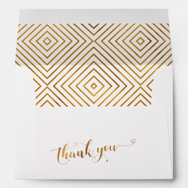 Thank You Gold Hearts Calligraphy Personalized Envelope (Back (Bottom))