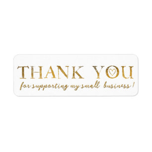 Thank You Gold Hearts Faux Gold Foil Thanks  Label
