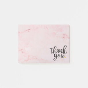 Thank You Gold Love Heart Pink Marble Post-it Notes