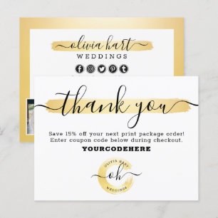 Thank You Gold Minimalist Stylist Marketing Photo Postcard