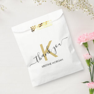 Thank you gold monogram script  favour bag