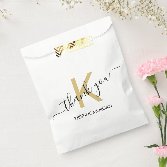 Thank you gold monogram script  favour bag (Sealed)