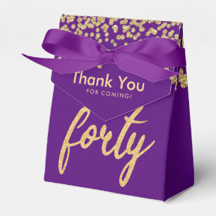 Thank You Gold Purple "Forty" Birthday Party Favor Box