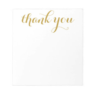 Thank You Gold Script Print 5.5 x 6 Notepad