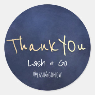 Thank You Gold Sweet 16th Blue Navy Minimalism Classic Round Sticker