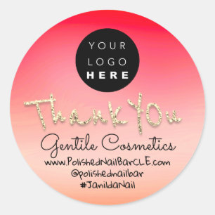 Thank You Gold Sweet 16th Logo Name Red Rose Classic Round Sticker
