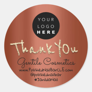 Thank You Gold Sweet 16th Logo Name Rose Brown Classic Round Sticker
