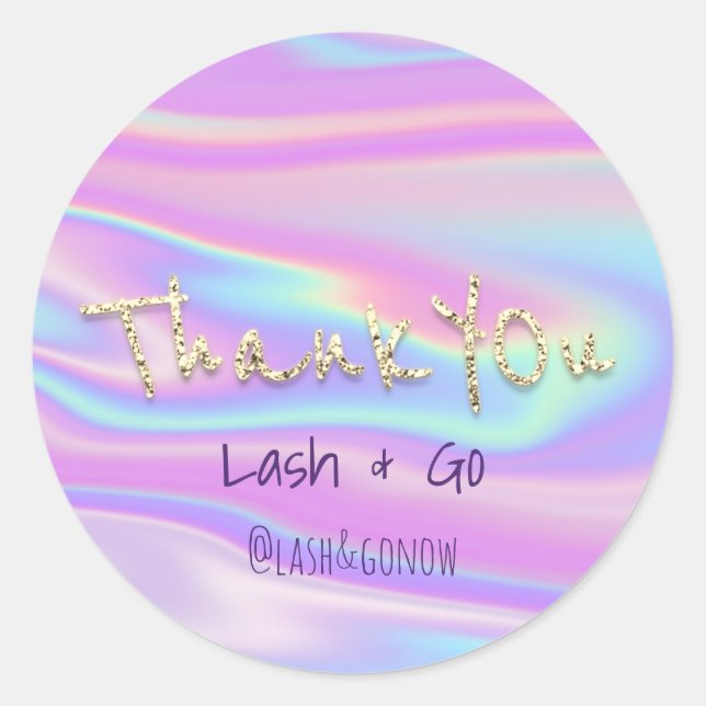Thank You Gold Sweet 16th Wedding Holograph Classic Round Sticker (Front)