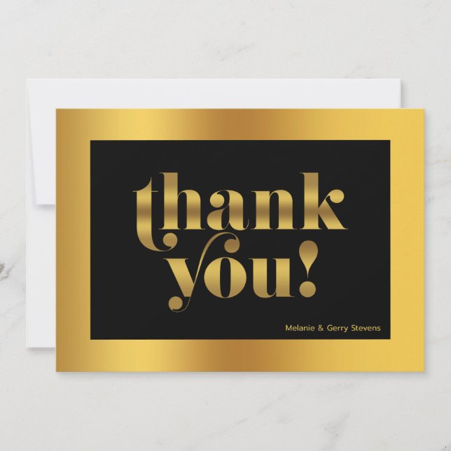 Thank you gold typography, gold and black card (Front)