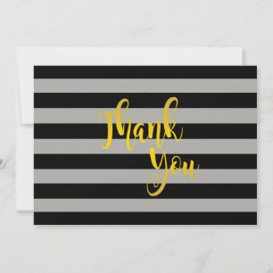 Thank You Gold Wedding Black Striped Card