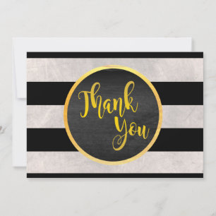 Thank You Gold Wedding White Marble Card