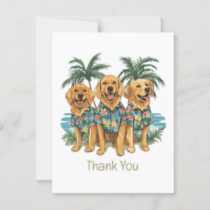 Thank You Golden Retriever Dogs Hawaiian Shirt Postcard
