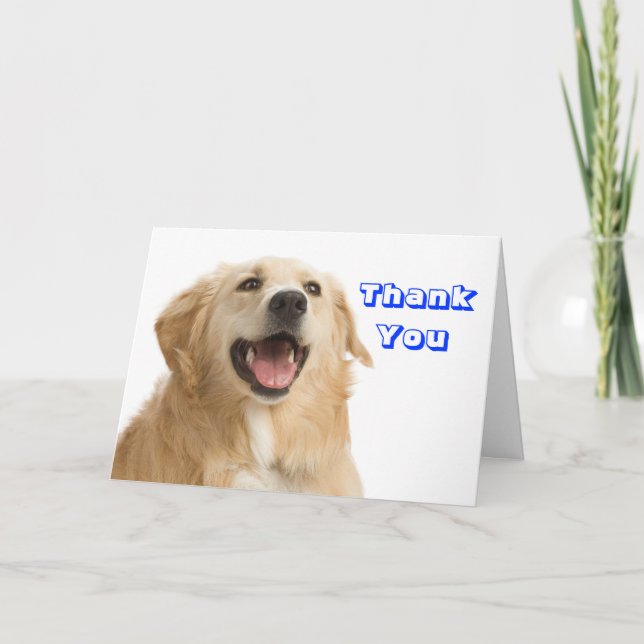 Thank You Golden Retriever Puppy Dog Greeting Card (Front)