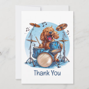 Thank You Goldendoodle Dog Playing Drums Card