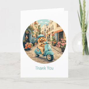 Thank You Goldendoodle Dog Riding Scooter Card