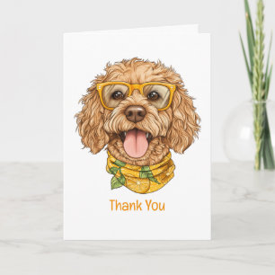 Thank You Goldendoodle Dog Sunglasses Oranges Card