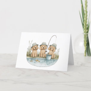 Thank You Goldendoodle Dogs Fishing Card