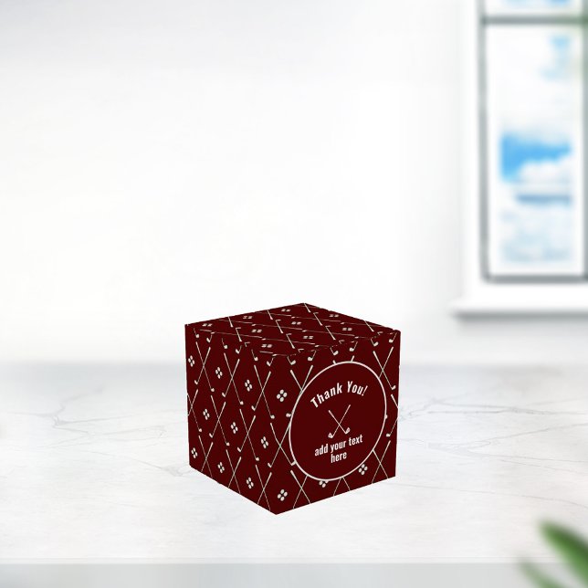 Thank You Golf Club Pattern Wine Colour Favor Box (Creator Uploaded)