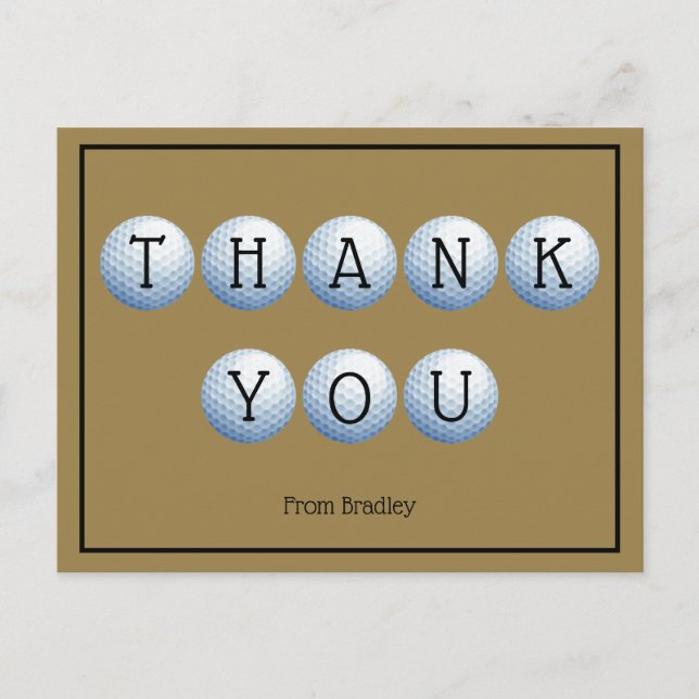 Thank You Golf Custom Personalized Postcard (Front)