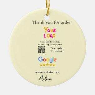 Thank you Google review scan QR business Ceramic Ornament
