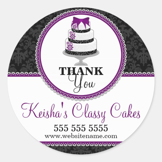 Thank You Gourmet Cake Bakery Box Seals (Front)