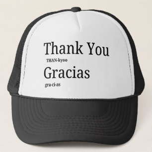Thank You Gracias Bilingual Learn English Spanish Trucker Hat