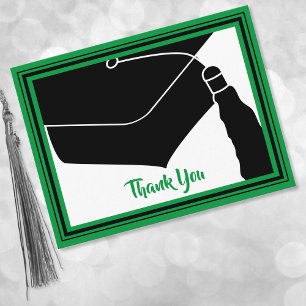 Thank You Grad Cap Green and Black Postcard