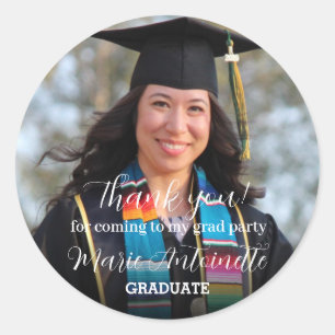 Thank you Graduate Photo Modern Classic Round Sticker