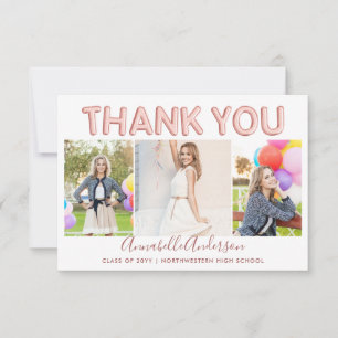 Thank You Graduate Rose Gold 3 Photo Graduation Card