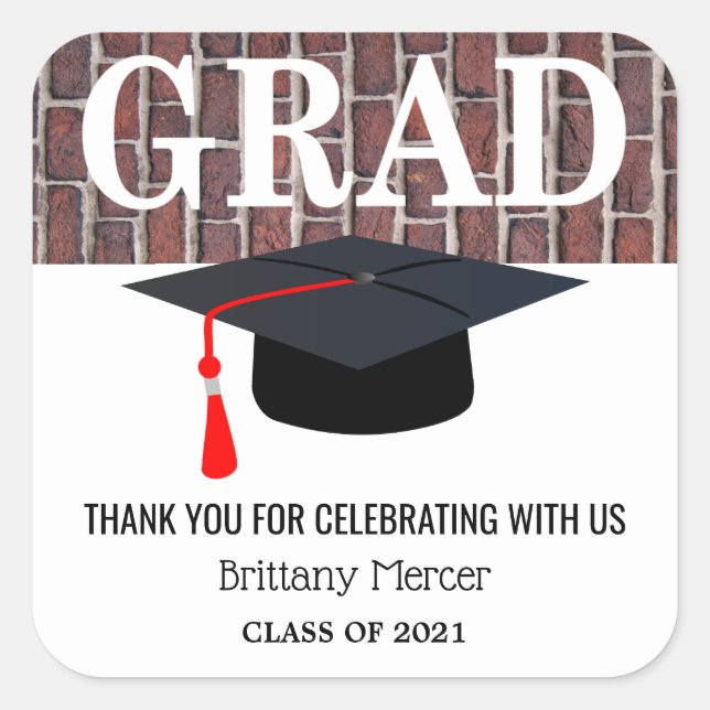 Thank  You Graduate Square Sticker (Front)