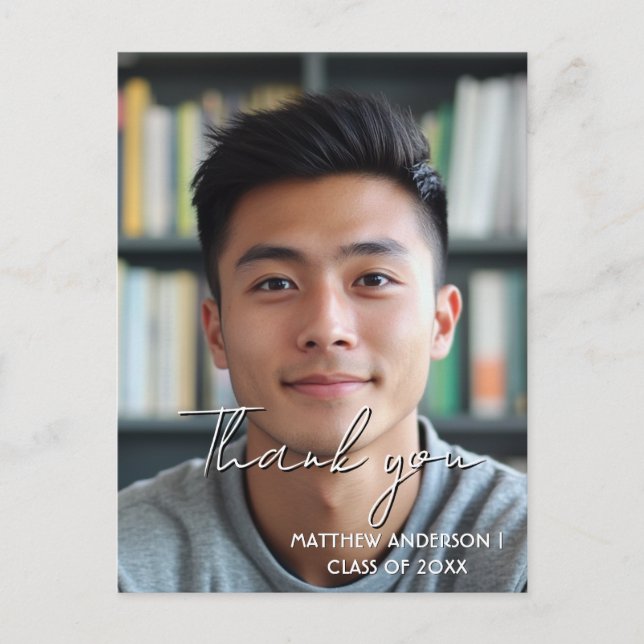 Thank you graduation custom photo 1 postcard (Front)