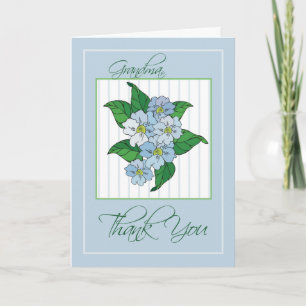 Thank You Grandma with Blue Flowers Illustration Card