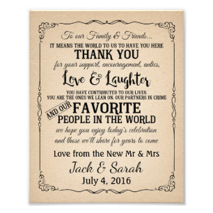 Thank you grateful wedding sign