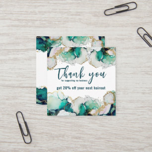 Thank You Green Abstract Elegant Business Square Business Card