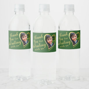 Thank You Green and Gold 2023 Graduation Water Bottle Label