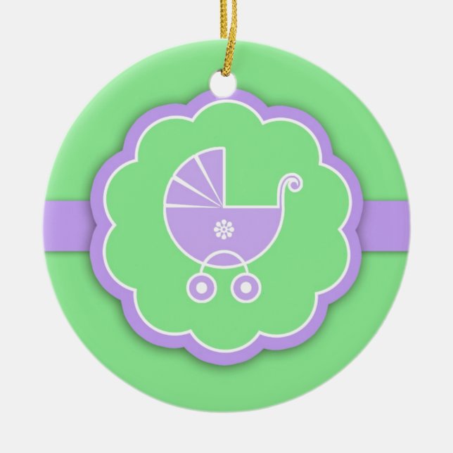 Thank You Green Baby Shower Favour Ornament (Front)