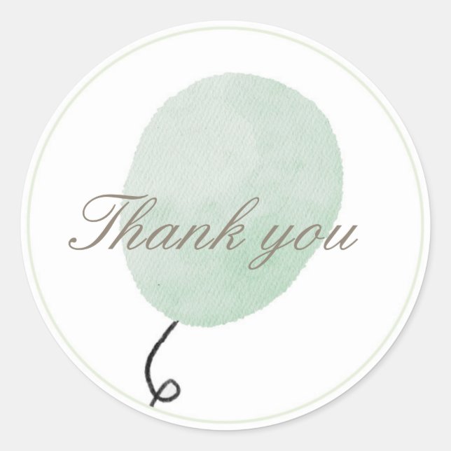 Thank You Green Balloon Sticker (Front)
