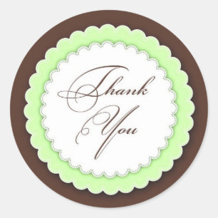 Thank You Green Brown Classic Round Sticker