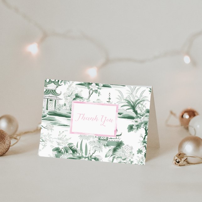 Thank You Green Chinoiserie Folded Card (Creator Uploaded)