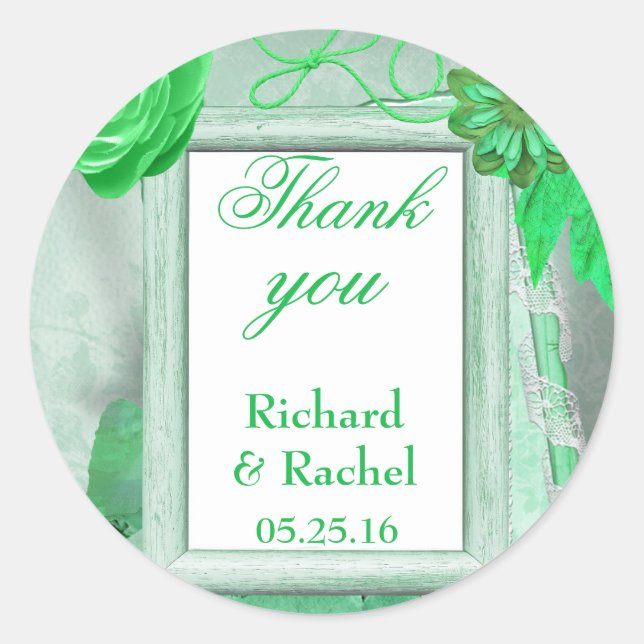 Thank you green country scene classic round sticker (Front)